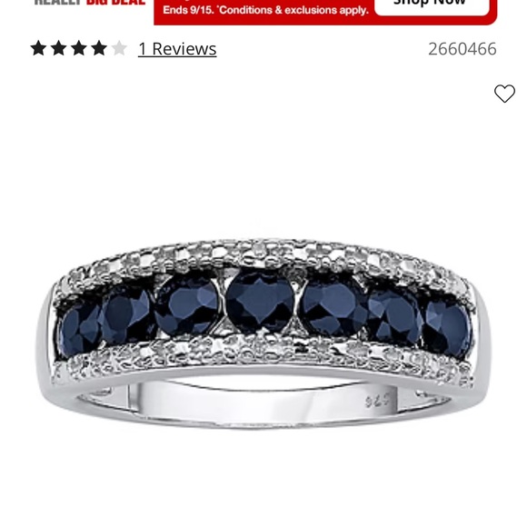 2MM Diamond Accent Genuine Blue Sapphire
Platinum Over Silver Band - Picture 1 of 8